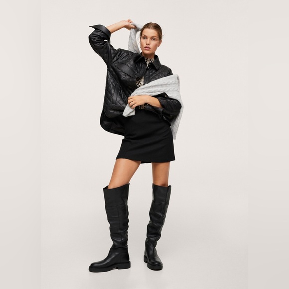 Mango Shoes - Leather boots with tall leg